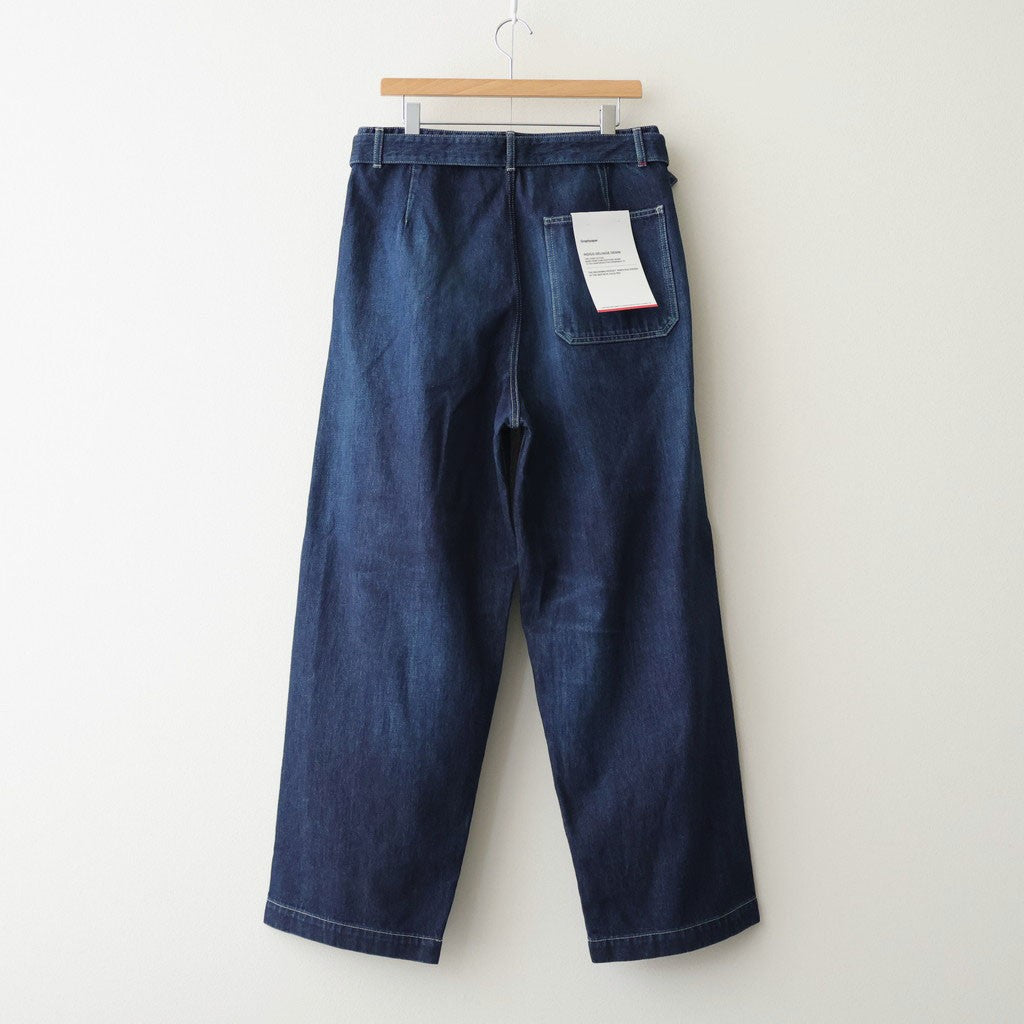 Selvage Denim Belted Pants #INDIGO_DARK FADE [GU261-40064DB]