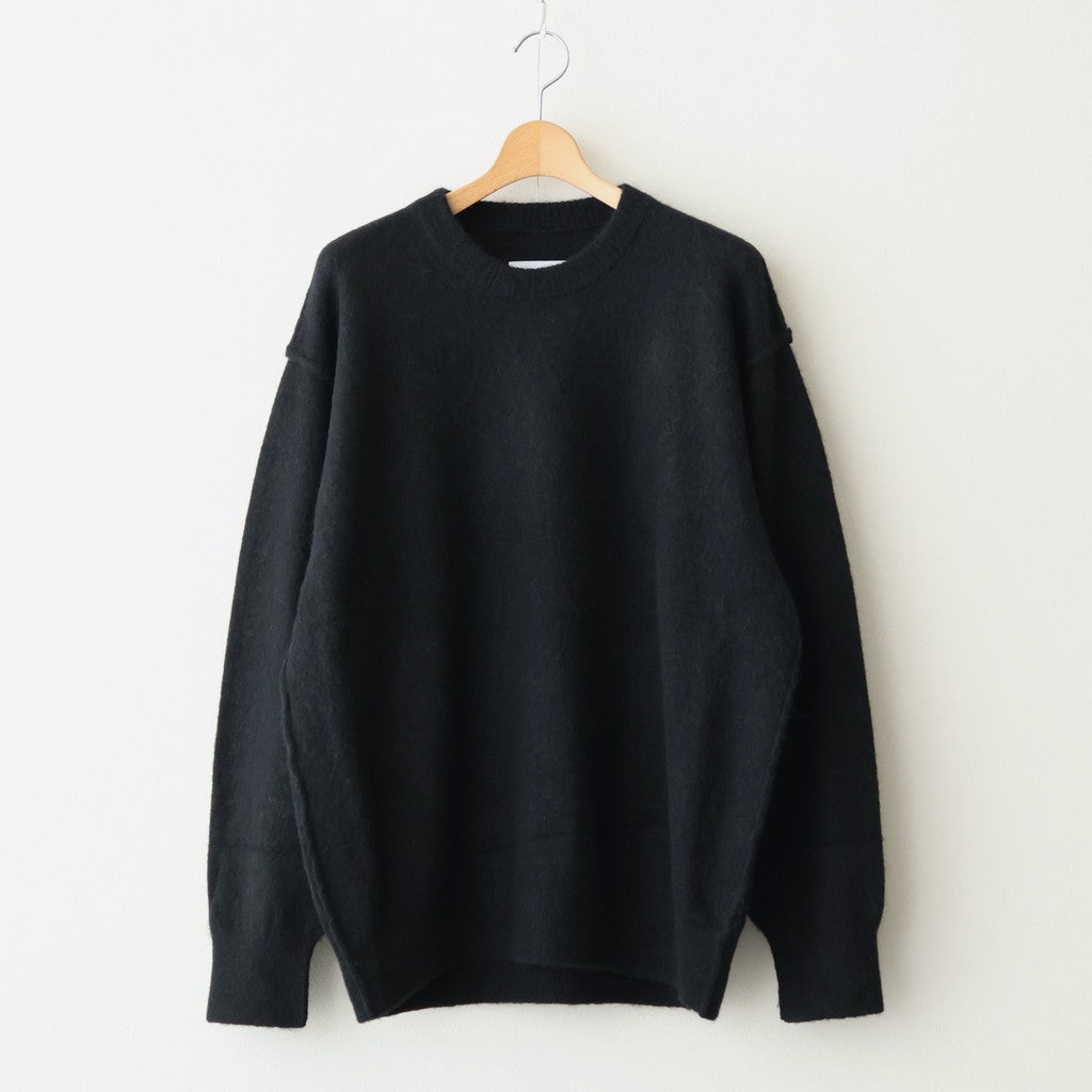 WOOL/ALPACA KNIT CREW NECK LS #BLACK [ST.1294]