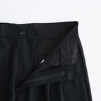 WOOL FLANNEL LONG WIDE TROUSERS #BLACK [ST.1258]