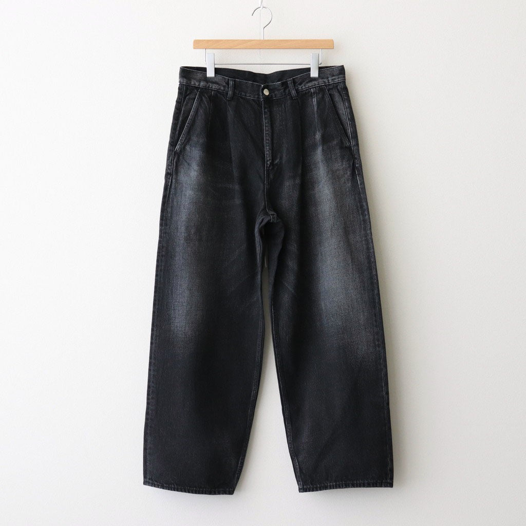 Selvage Denim Two Tuck Pants #BLACK_DARK FADE [GU253-40061DB]