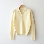 BABY SURI ALPACA SHEER KNIT SKIPPER POLO #ECRU [A26AP04AK]