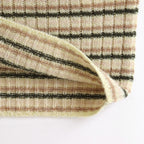 SHETLAND WOOL CASHMERE RIB KNIT BOAT-NECK P/O #BEIGE STRIPE [A25AP03SB]