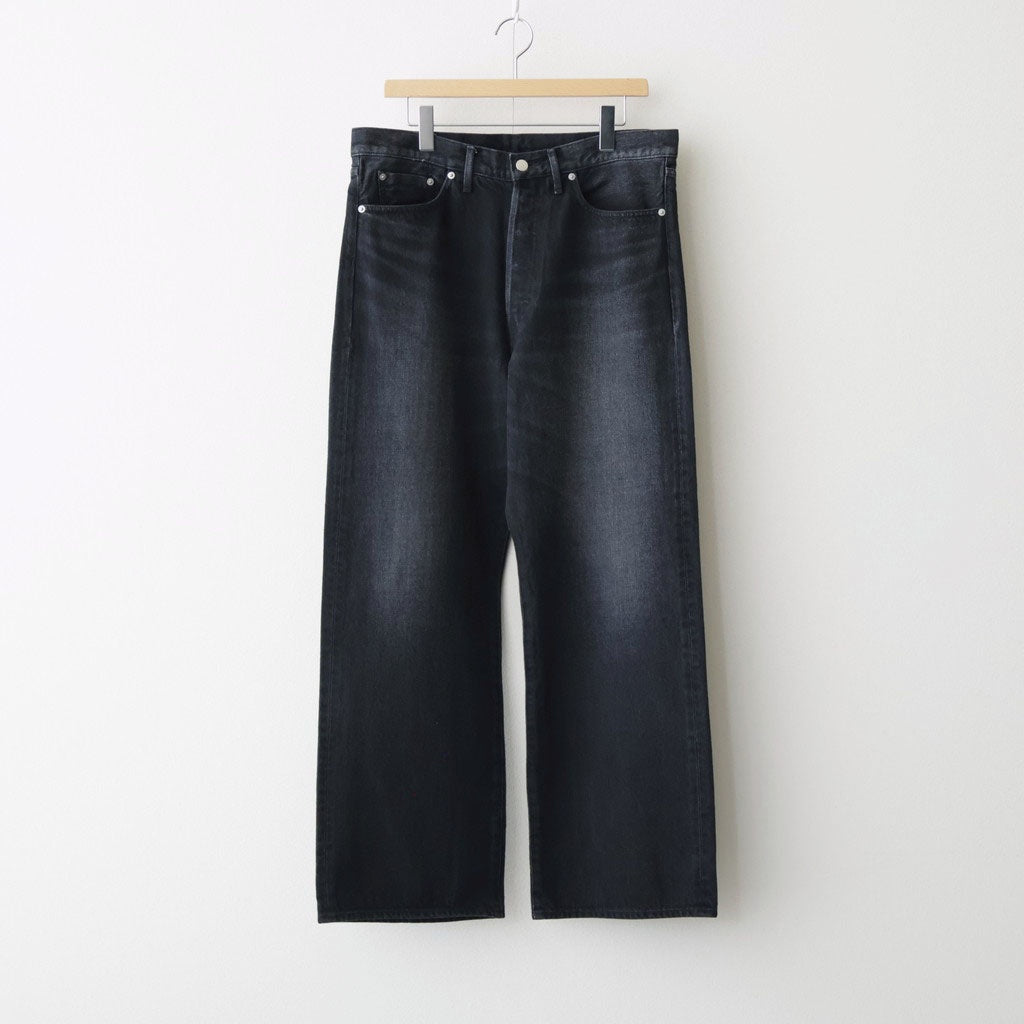 Selvage Denim Five Pocket Wide Straight Pants #BLACK DARK FADE [GU263-40059DB]