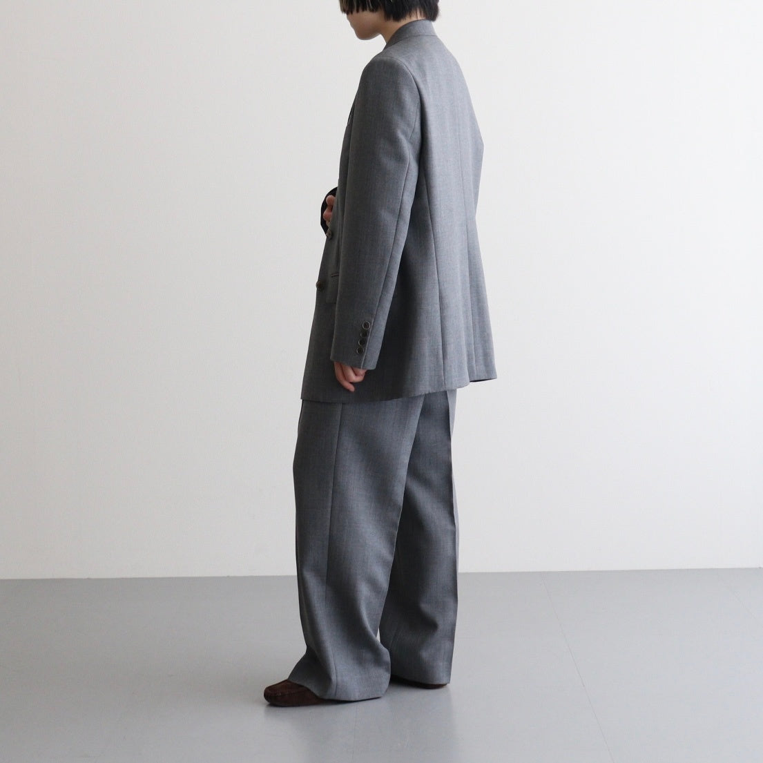 USS2 ジャケット ユニセックス Mサイズ ディープグレー BLUEFACED WOOL DOUBLE-BREASTED JACKET #GRAY STRIPE [A25AJ04BS