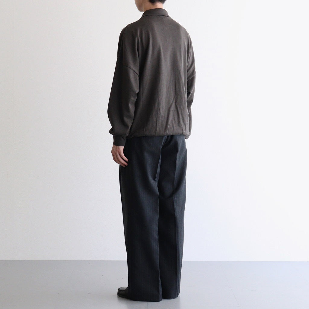 BLUEFACED WOOL TWO-TUCK SLACKS #CHARCOAL NAVY STRIPE [A25AP05BS]