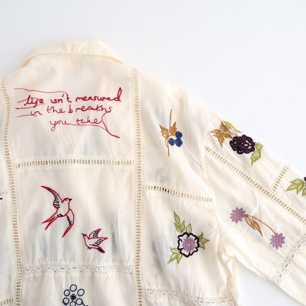 Embroidery Patchwork Shirts #ECRU [12610428]