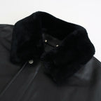 MOUTON COLLAR SHEEP LEATHER ZIP JACKET #BLACK [ST.1216]