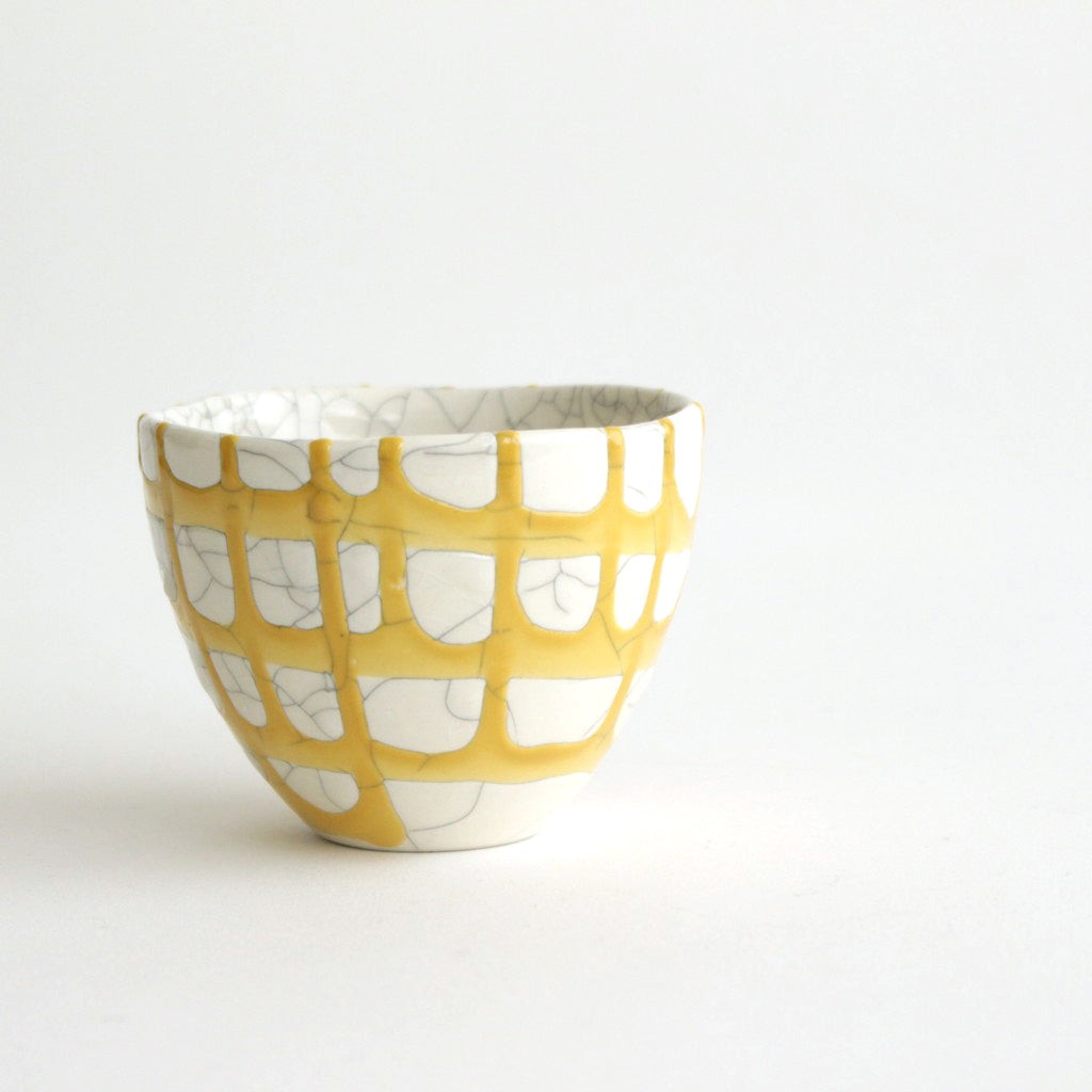 カップ 貫入 #イエロー流し