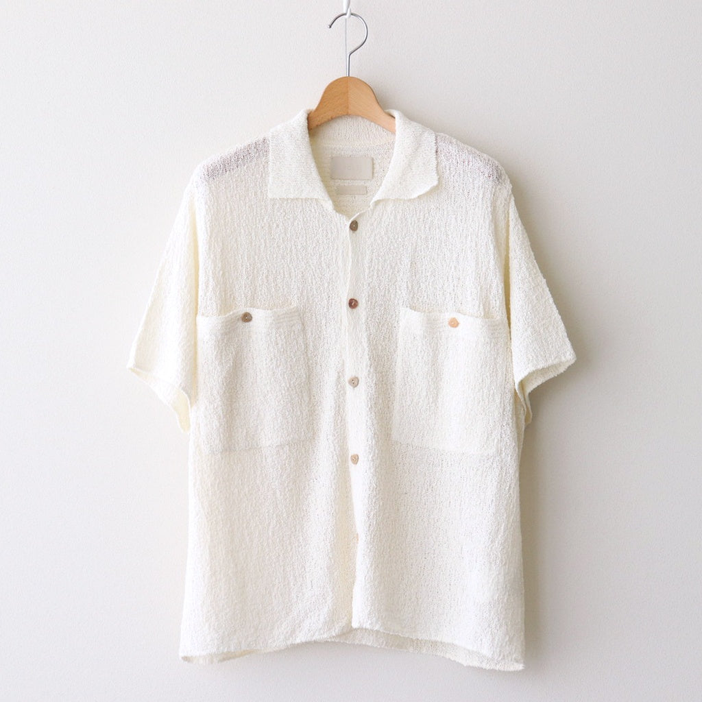 COTTON SHEER KNIT OPEN COLLAR SHIRT #OFF WHITE [YK25SS0964S]