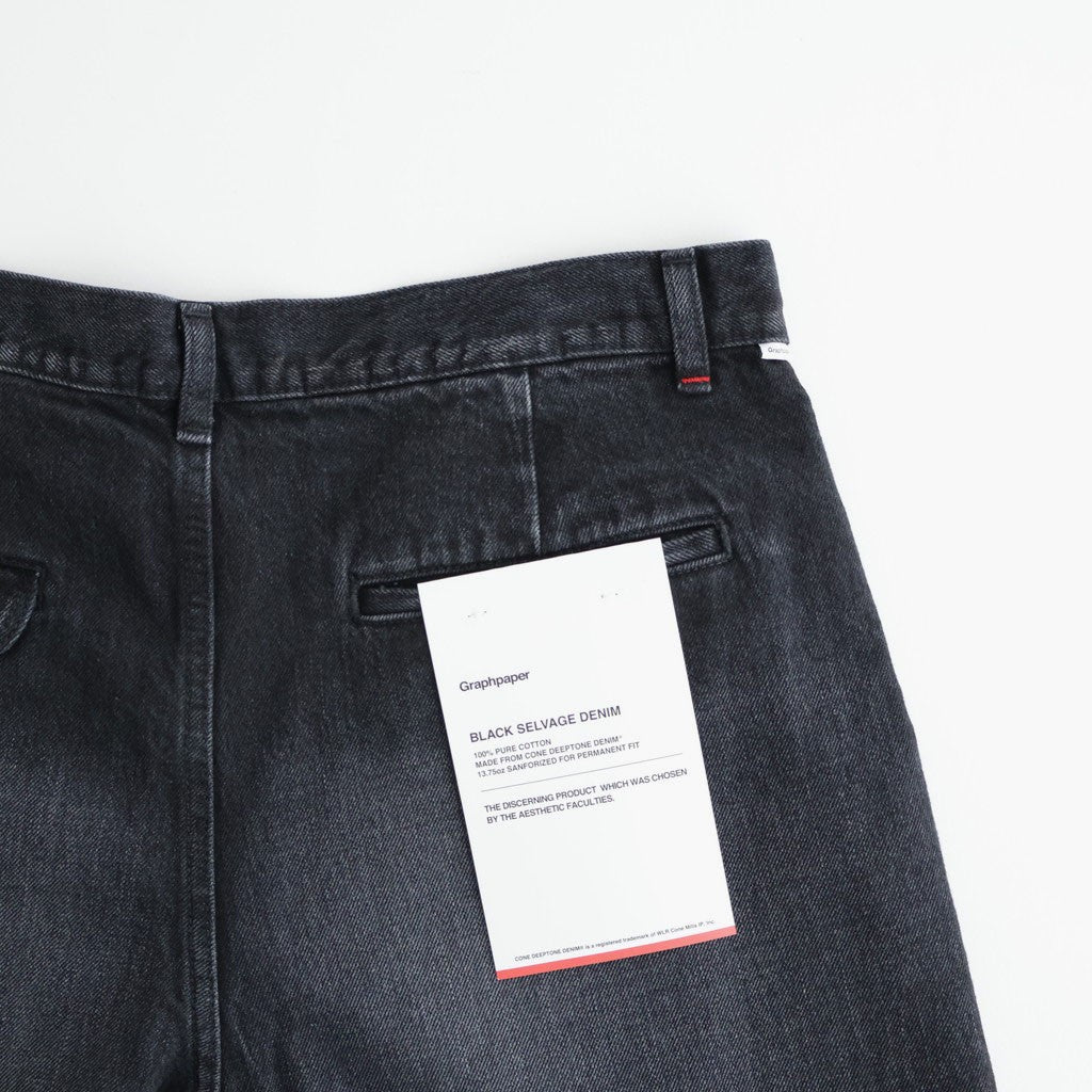 Selvage Denim Two Tuck Pants #BLACK DARK FADE [GU263-40061DB]