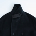 WOOL HERRINGBONE SHAWL COLLAR COAT #DARK CHARCOAL [A26AC02WH]