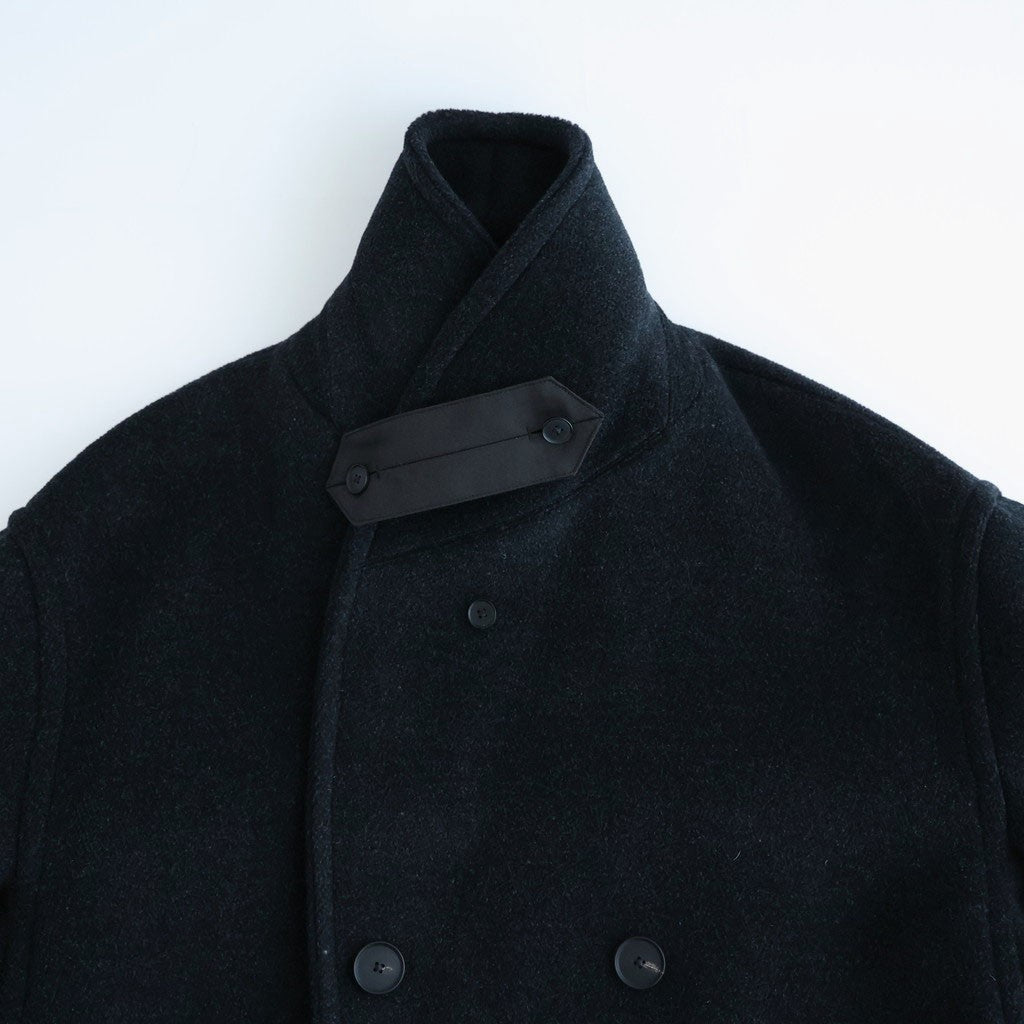 WOOL HERRINGBONE SHAWL COLLAR COAT #DARK CHARCOAL [A26AC02WH]