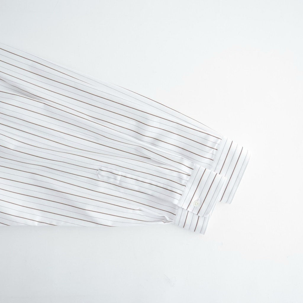 SIDOGRAS Brown Stripe L/S Oversized Regular Collar Shirt #WHITE [GM263-50345]