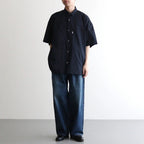 Solotex Twill S/S Oversized Box Shirt #NAVY [GM261-50159B]