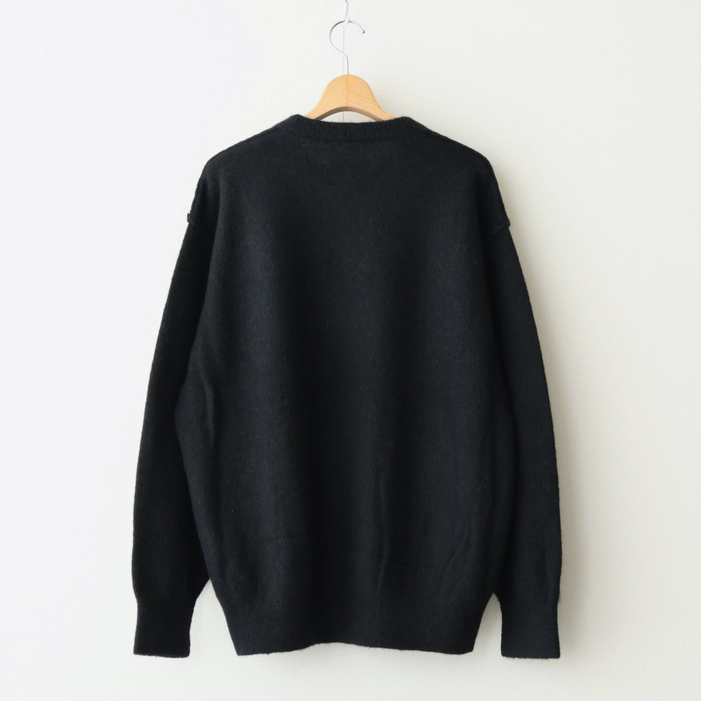 WOOL/ALPACA KNIT CREW NECK LS #BLACK [ST.1294]