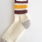 COARSE RIBBED OLDSCHOOL CREW SOCKS #BORDEAUX/YELLOW [R1255-AW25]