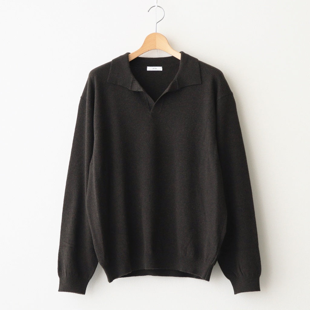 SUPER LIGHT WOOL SKIPPER POLO SWEATER #BROWN [KRAGGW0803]