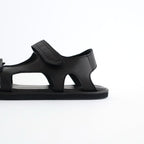 SOFT LEATHER DOUBLE STRAP SANDALS #BLACK [A26SS12QD]