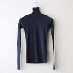 HIGH GAUGE SHEER RIB TURTLE NECK L/S TEE #NAVY [A00T02HF]