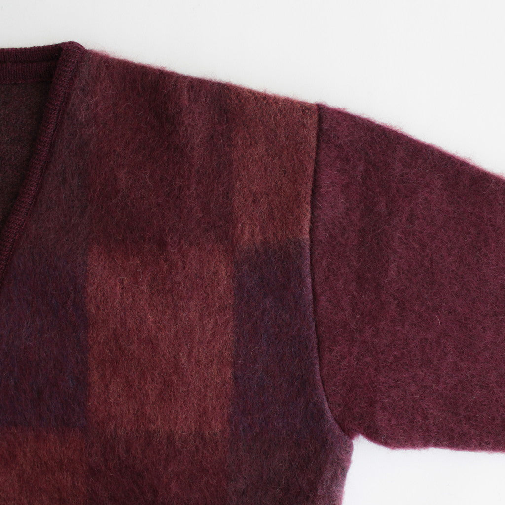 SQUARE PANNEL MOHAIR CARDIGAN #BURGUNDY [YK23FW0590S] - ciacura