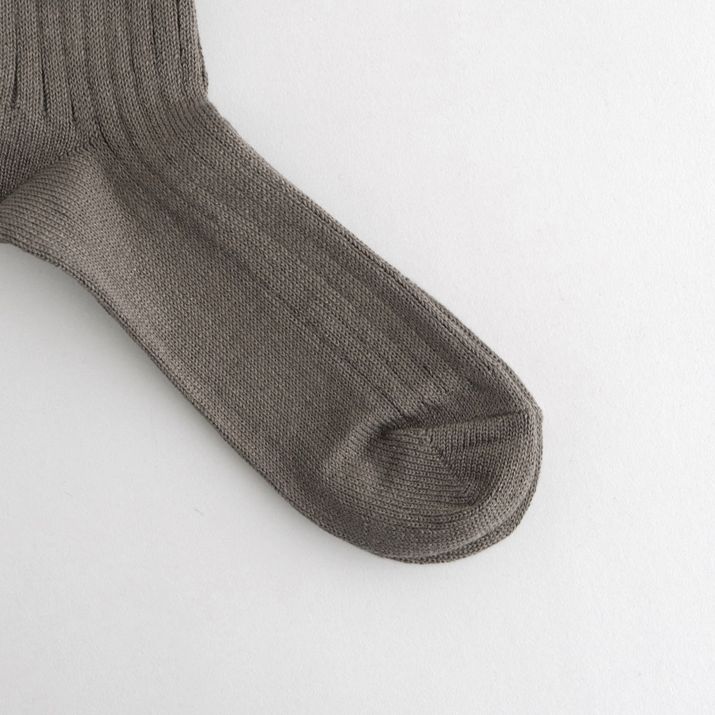 LINEN COTTON RIBBED CREW SOCKS #D.GRAY [R1461-SS26]