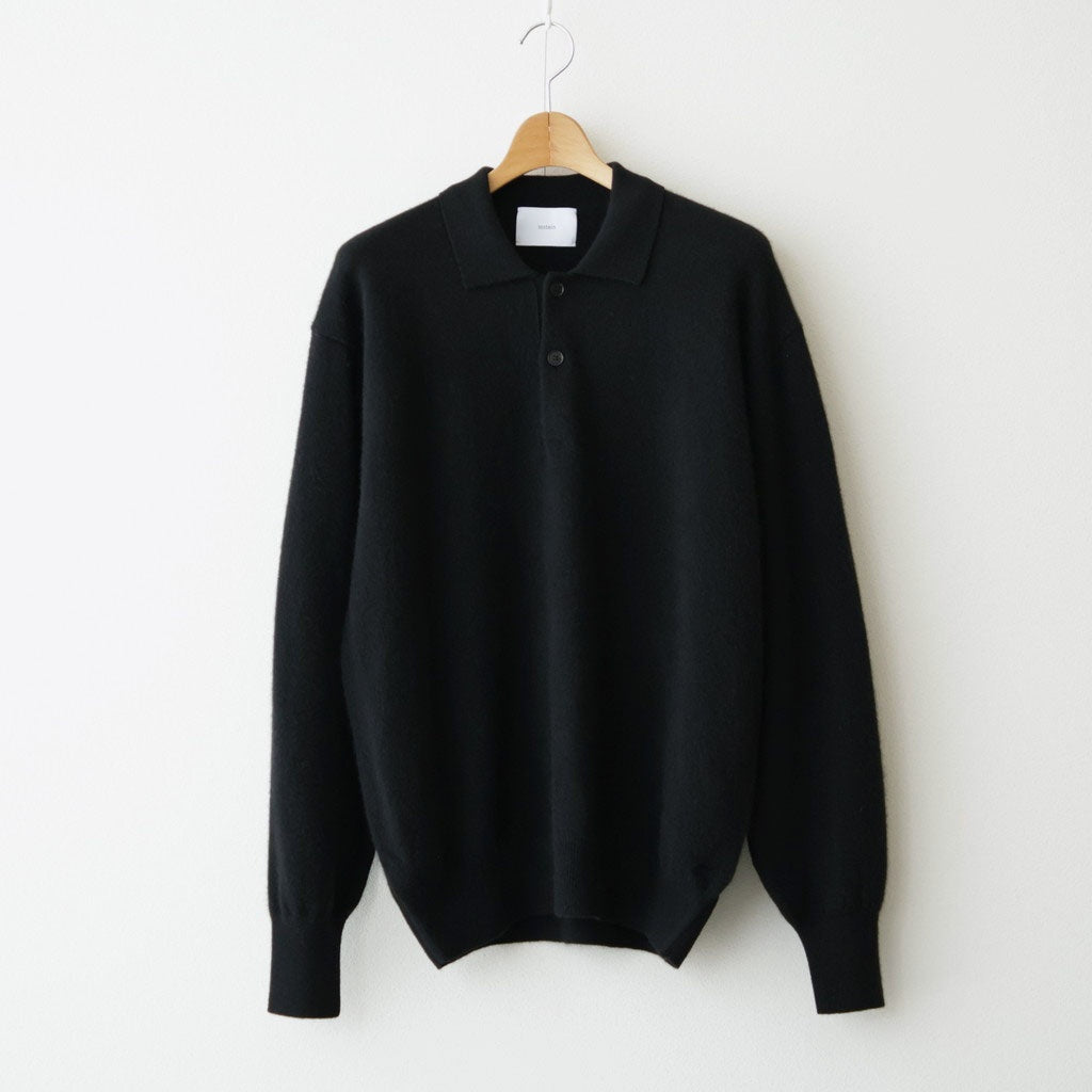 PURE CASHMERE KNIT POLO LS #BLACK [ST.1630]