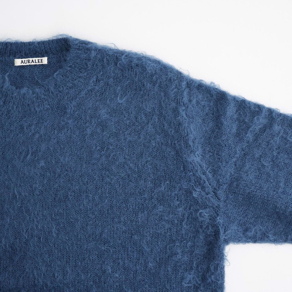 BRUSHED SUPER KID MOHAIR KNIT P/O #LIGHT NAVY [A26AP02KM]
