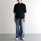 KID MOHAIR SHEER KNIT POLO #NAVY [A25SP03FG]