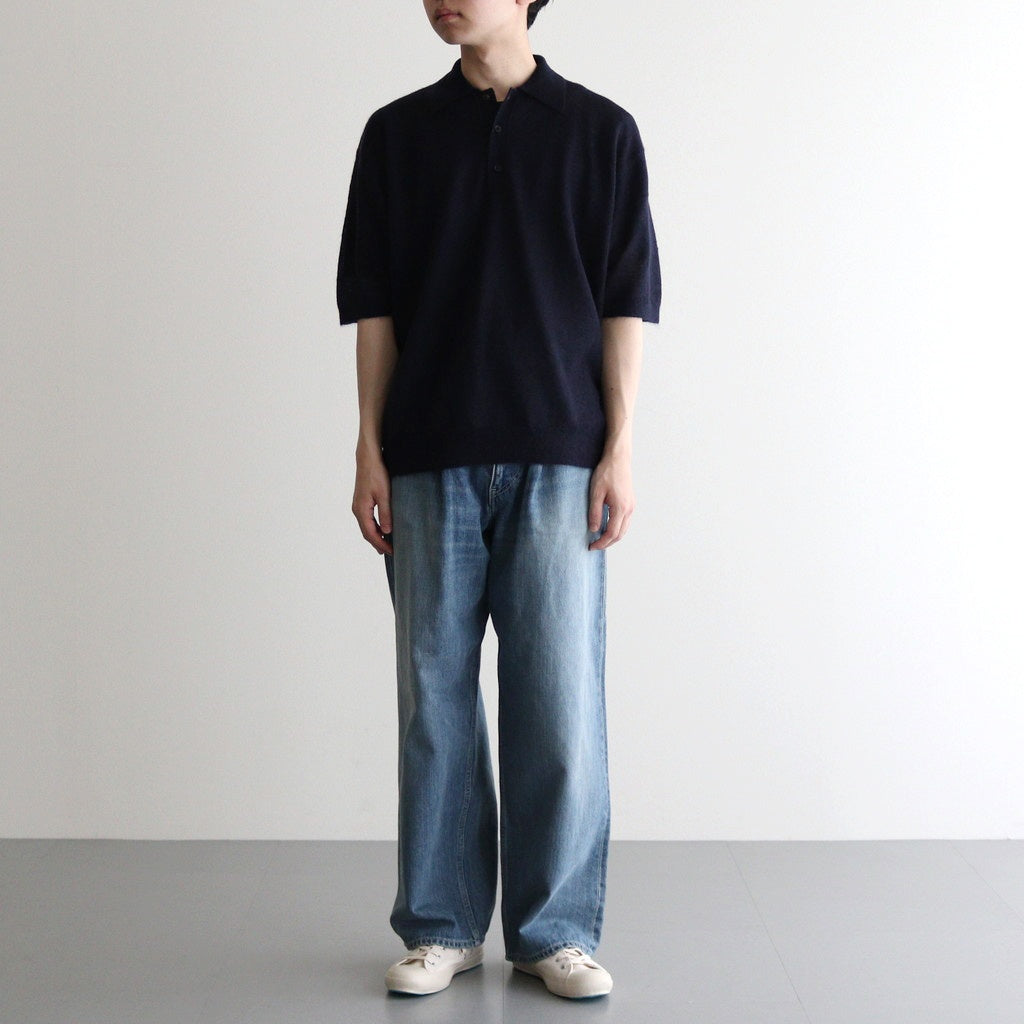 KID MOHAIR SHEER KNIT POLO #NAVY [A25SP03FG]