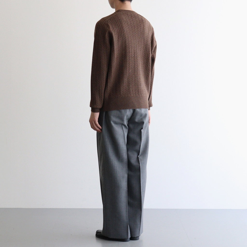 BLUEFACED WOOL TWO-TUCK SLACKS #GRAY STRIPE [A25AP05BS]