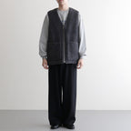 FLANNEL CHECK REVERSIBLE VEST #BLACK [FSC253-30128]