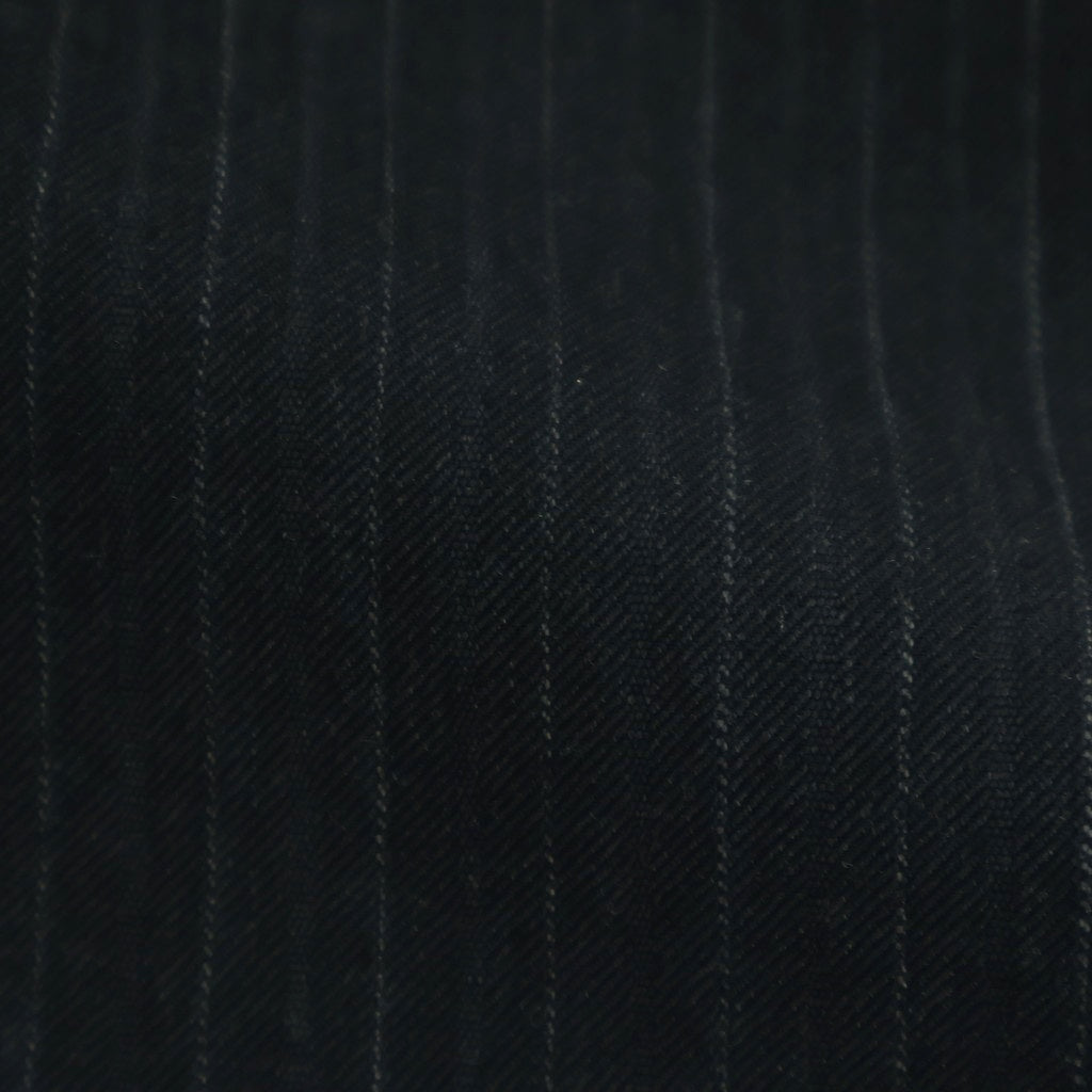 BLUEFACED WOOL TWO-TUCK SLACKS #CHARCOAL NAVY STRIPE [A25AP05BS]