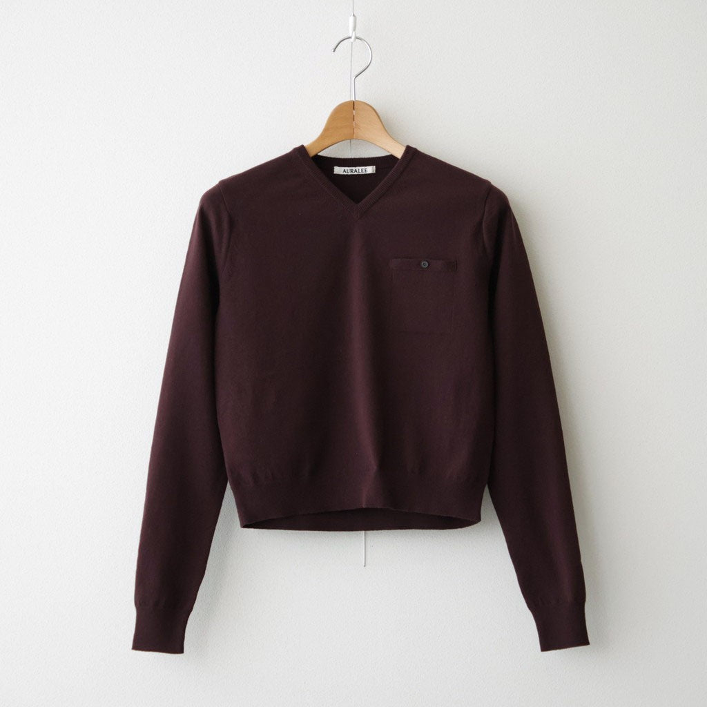 HIGH TWIST WOOL KNIT V-NECK P/O #RED BROWN [A26AV04CK]