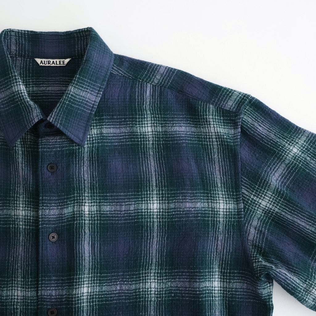 AIRY WOOL CHECK SHIRT #FOREST GREEN × NAVY [A25AS01WN] – ciacura