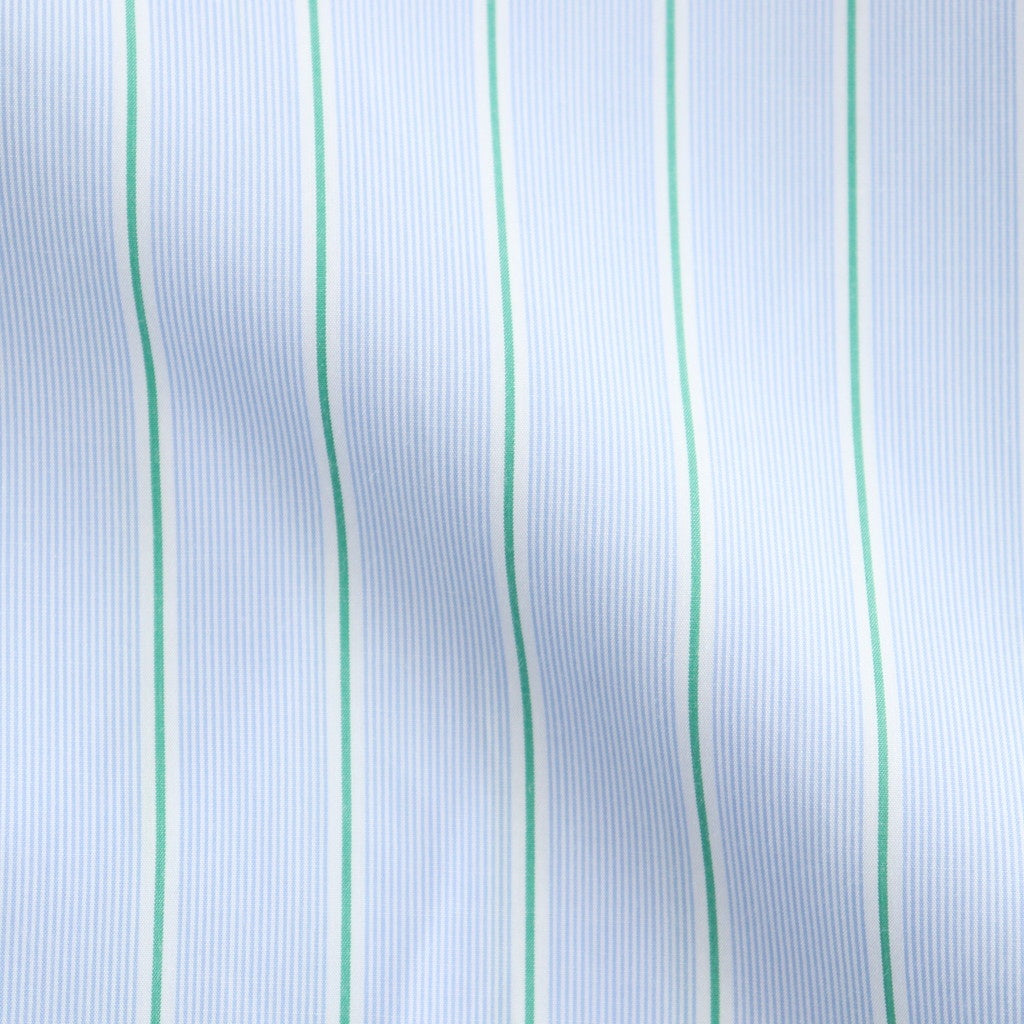 SIDOGRAS S/S Oversized Regular Collar Shirt #GREEN PIN STRIPE [GM262-50029]