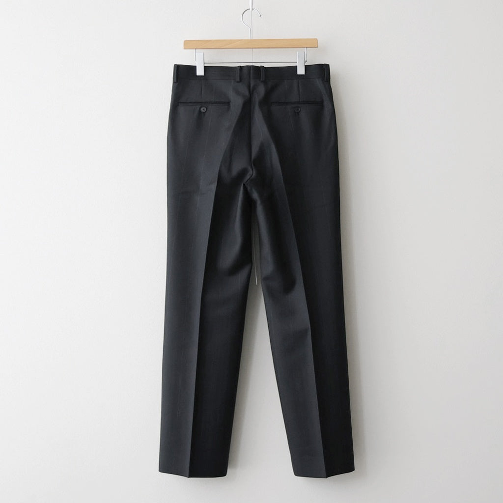 BLUEFACED WOOL TWO-TUCK SLACKS #CHARCOAL NAVY STRIPE [A26SP02BA]