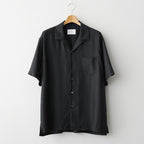 CUPRO TWILL OVERSIZED OPEN COLLAR SS SHIRT #BLACK [ST.1462]