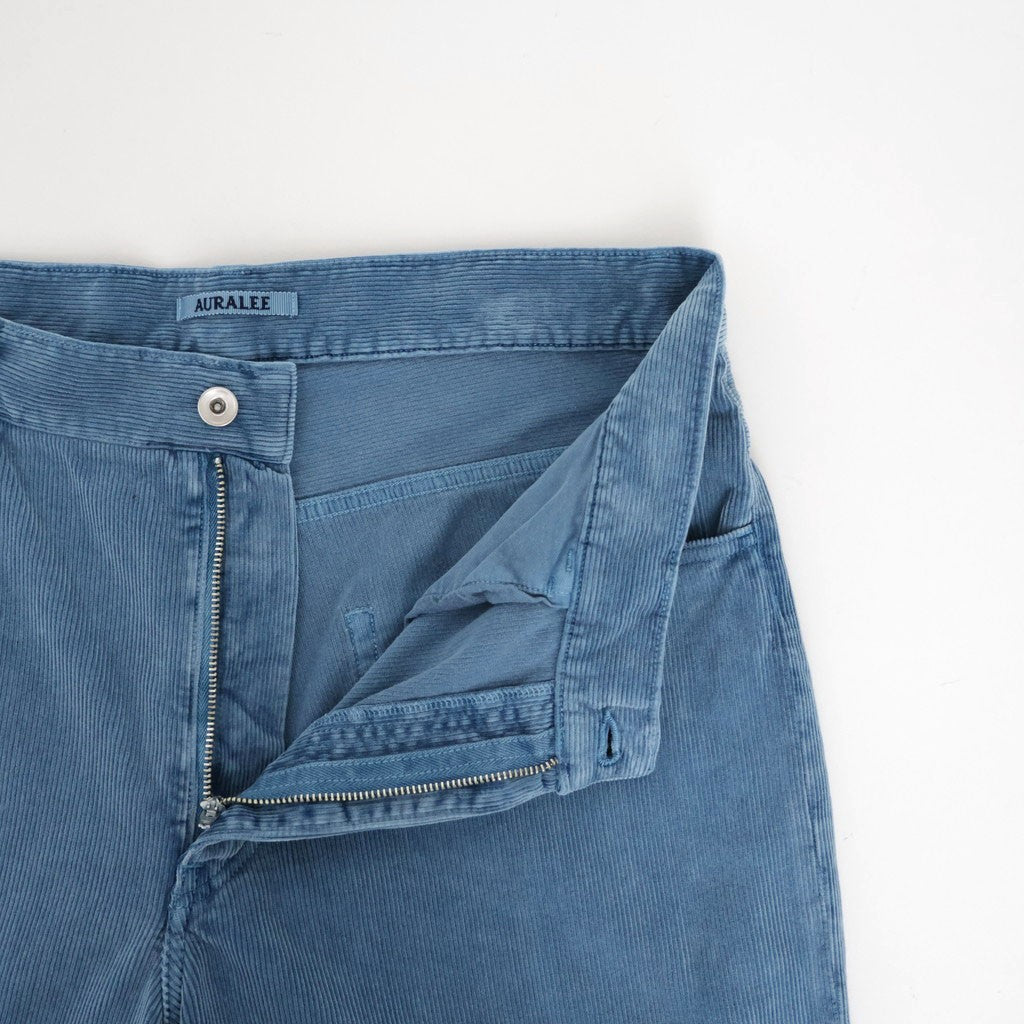 GARMENT-DYED FINX CORDUROY 5P WIDE PANTS #DUSTY BLUE [A26AP01FX]