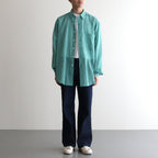 AIRY LIGHT COTTON CHECK BIG SHIRT #GREEN GINGHAM CHECK [A25SS01GC]