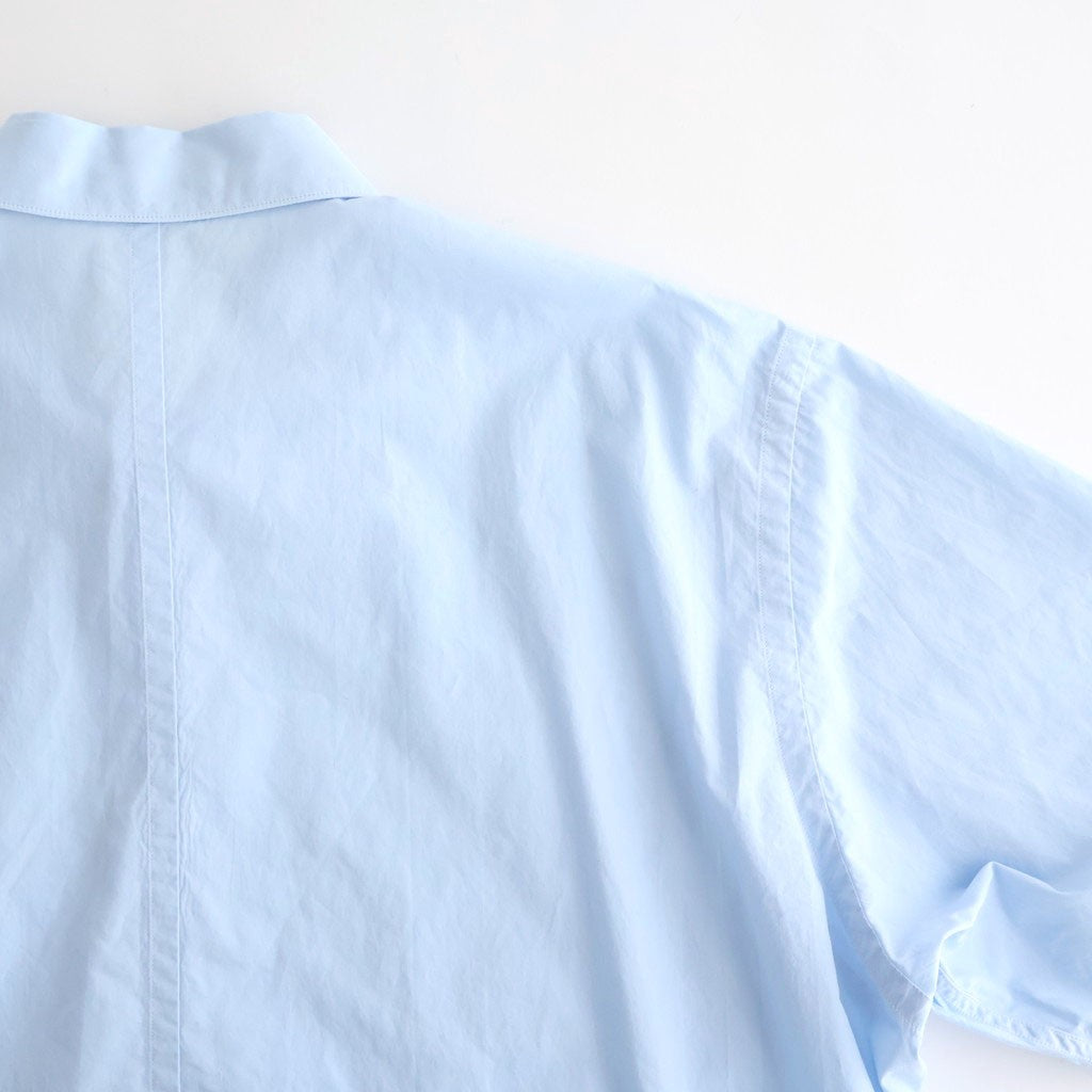 SHRINK COTTON LAWN OVERSIZED HALF SLEEVE SHIRT #SAX [BLAGLM0402]