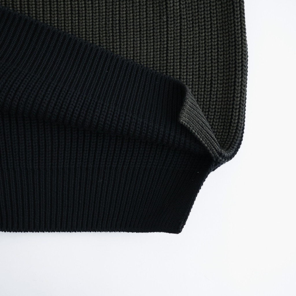 BATONER ウール梳毛片畔 ブリーチ加工 セーター #BLACK [HR-N001-051]