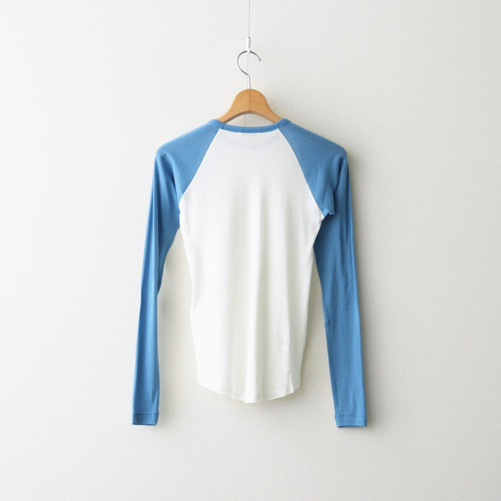 SUPER HIGH GAUGE SHEER RIB RAGLAN P/O #WHITE × BLUE [A26SP06HF