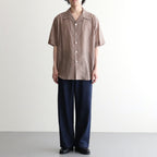 AIRY LIGHT COTTON CHECK HALF SLEEVED SHIRT #BROWN GINGHAM CHECK [A26SS02GC]