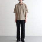 HIGH GAUGE TUSSAH SILK KNIT SKIPPER POLO #KHAKI BEIGE [A26SP02SJ]