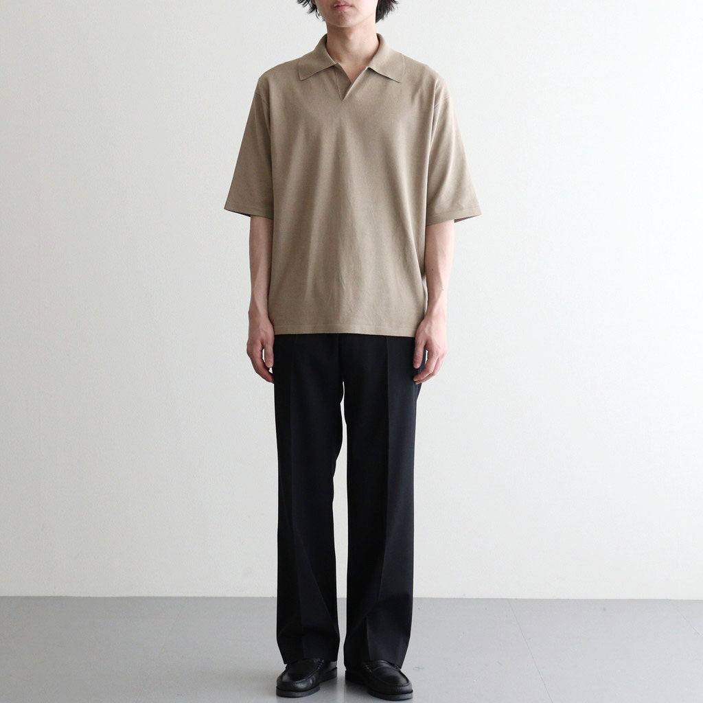 HIGH GAUGE TUSSAH SILK KNIT SKIPPER POLO #KHAKI BEIGE [A26SP02SJ]