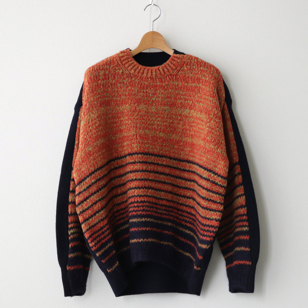 COLOR COMBINATION KNIT LS #ORANGE × NAVY [ST.713]