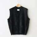 CASHMERE SHAGGY KNIT VEST #BLACK [ST.1309]