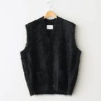 CASHMERE SHAGGY KNIT VEST #BLACK [ST.1309]