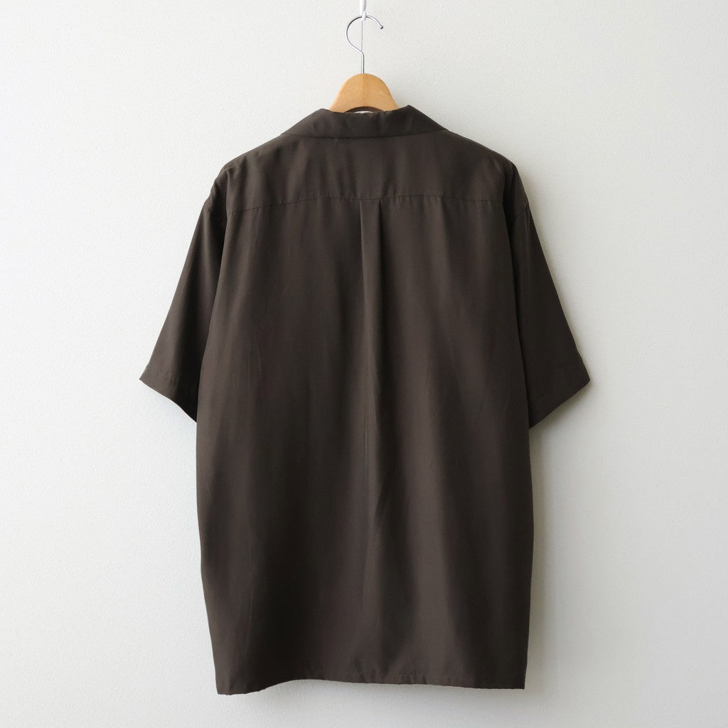 CUPRO TWILL OVERSIZED OPEN COLLAR SS SHIRT #DARK BROWN [ST.1462]