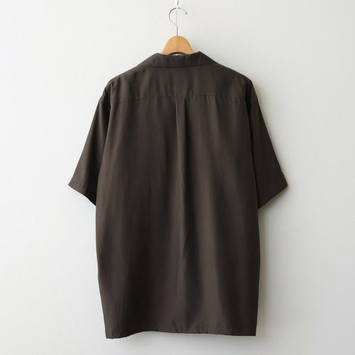 CUPRO TWILL OVERSIZED OPEN COLLAR SS SHIRT #DARK BROWN [ST.1462]